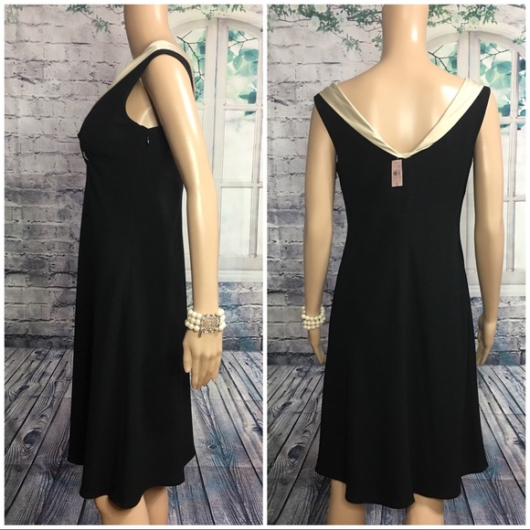 New Black & Beige Dress By Ann Taylor Petites - Picture 2 of 8